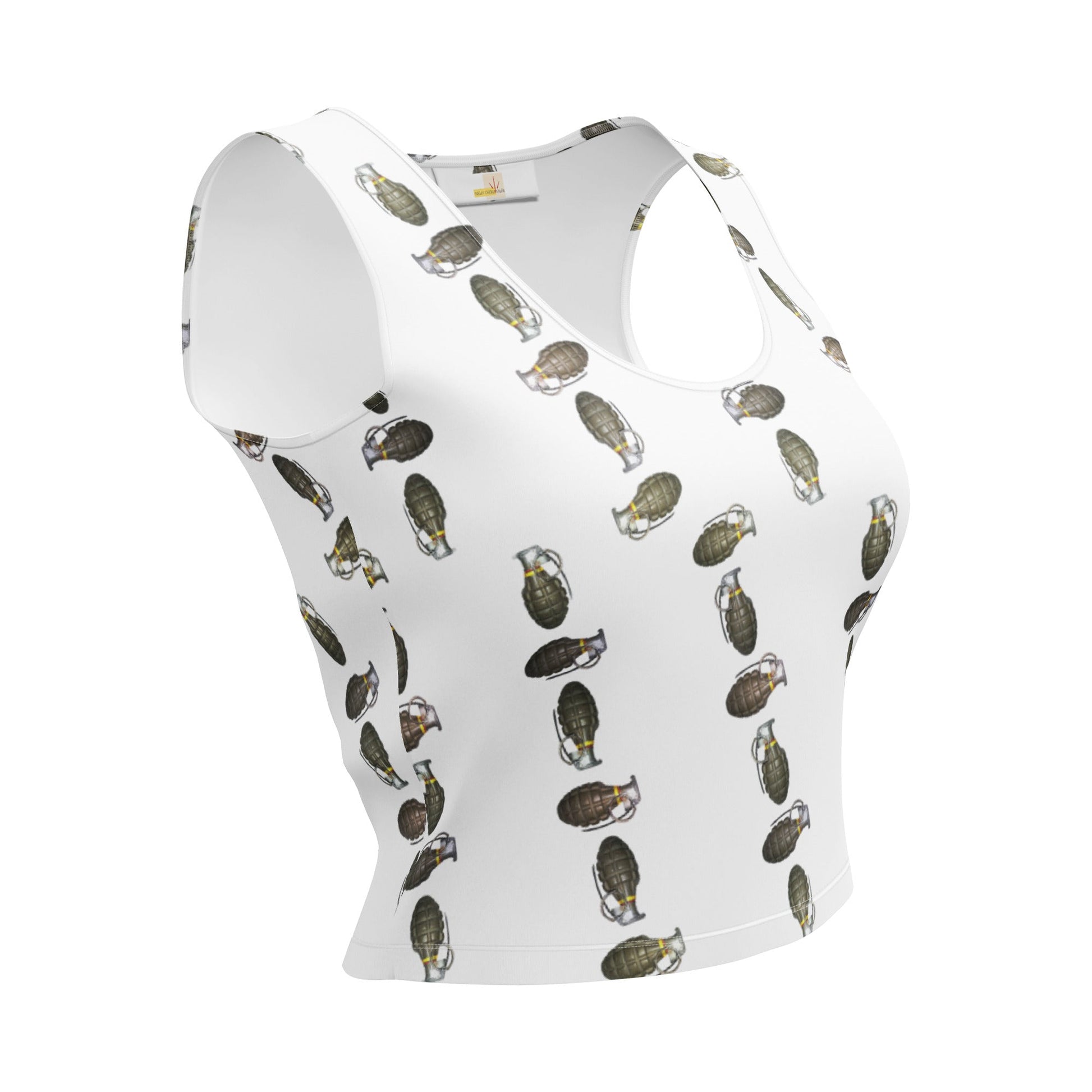 Green Grenades sleeveless Crop Top - rubberchicken.studio