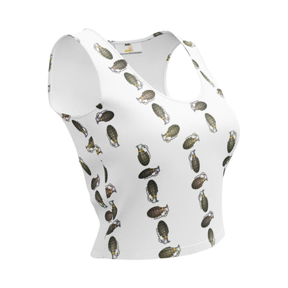 Green Grenades sleeveless Crop Top - rubberchicken.studio