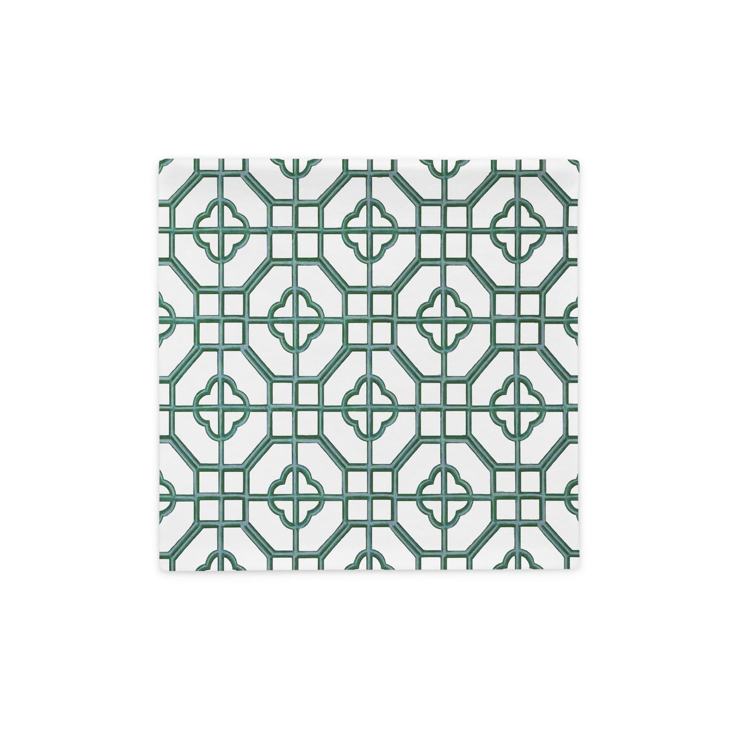Jade & Celadon Oriental Trellis throw cushion cover - rubberchicken.studio