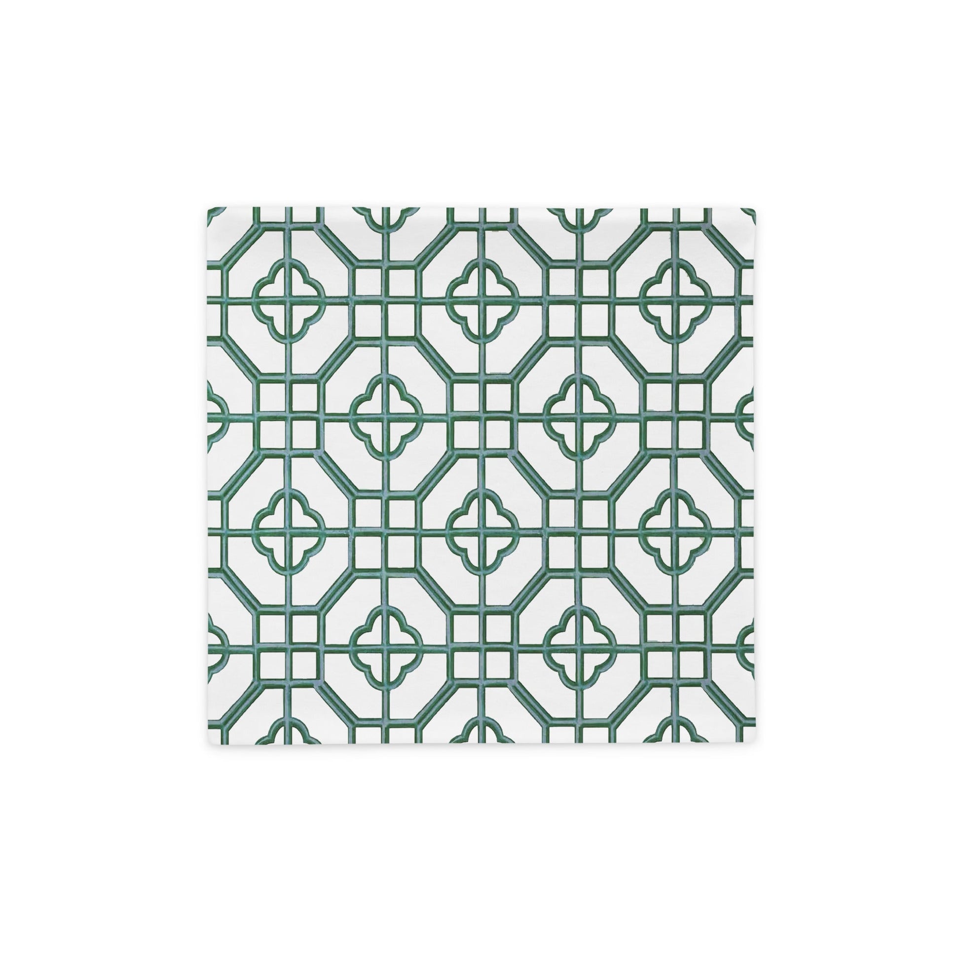 Jade & Celadon Oriental Trellis throw cushion cover - rubberchicken.studio