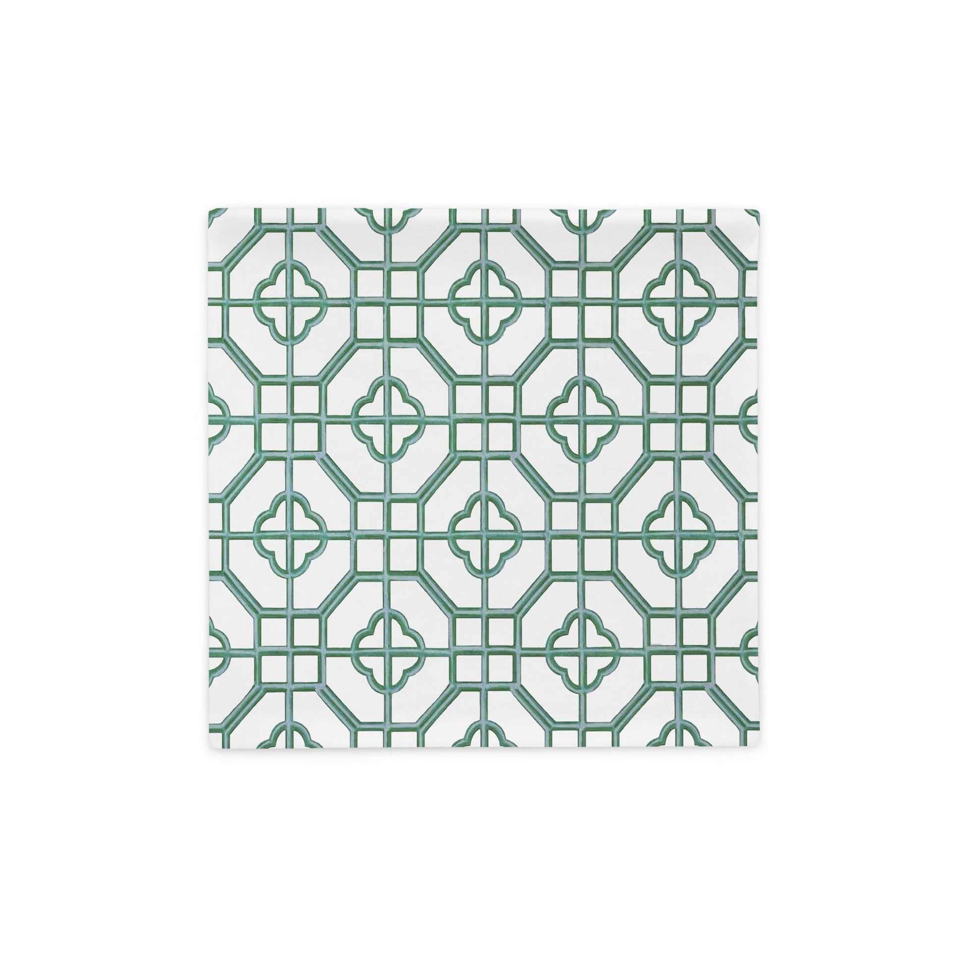 Jade & Celadon Oriental Trellis throw cushion cover - rubberchicken.studio