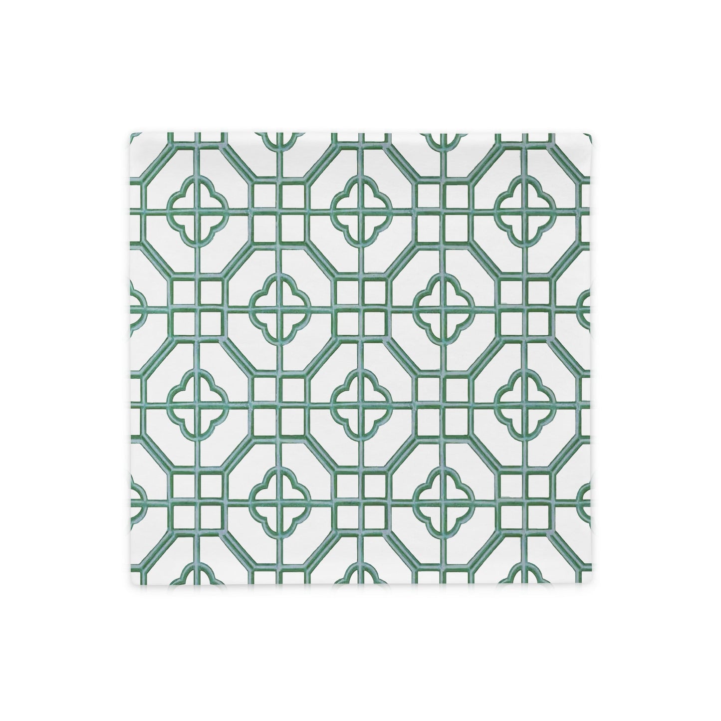 Jade & Celadon Oriental Trellis throw cushion cover - rubberchicken.studio