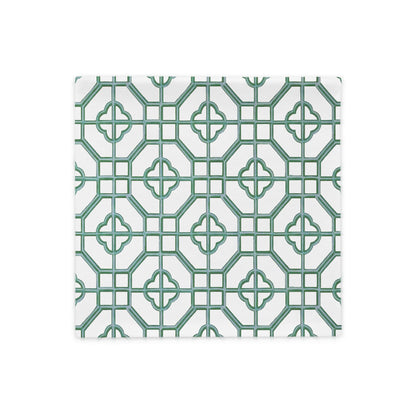 Jade & Celadon Oriental Trellis throw cushion cover - rubberchicken.studio