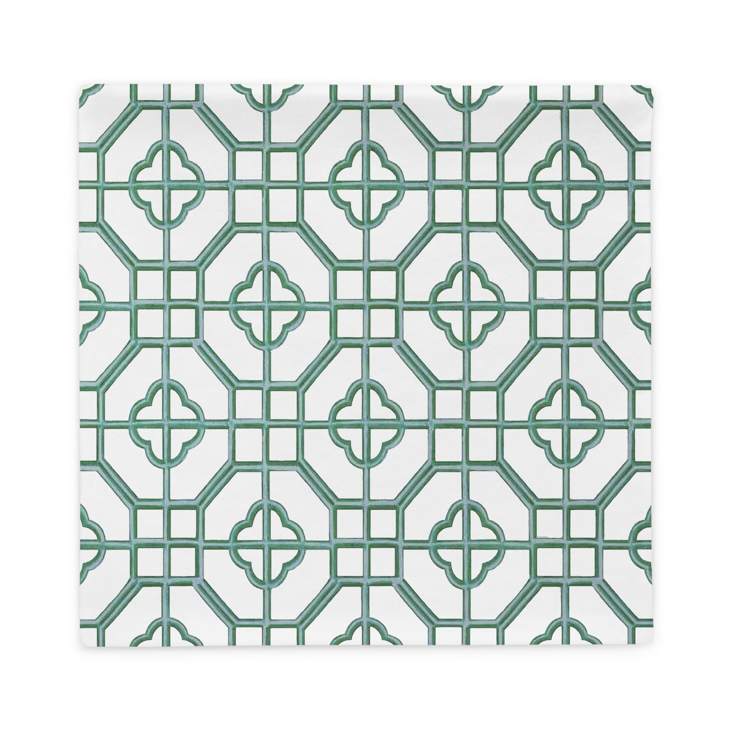 Jade & Celadon Oriental Trellis throw cushion cover - rubberchicken.studio