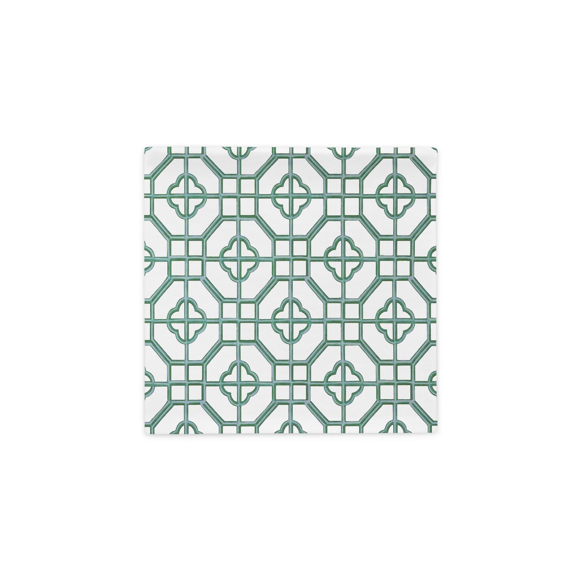 Jade & Celadon Oriental Trellis throw cushion cover - rubberchicken.studio