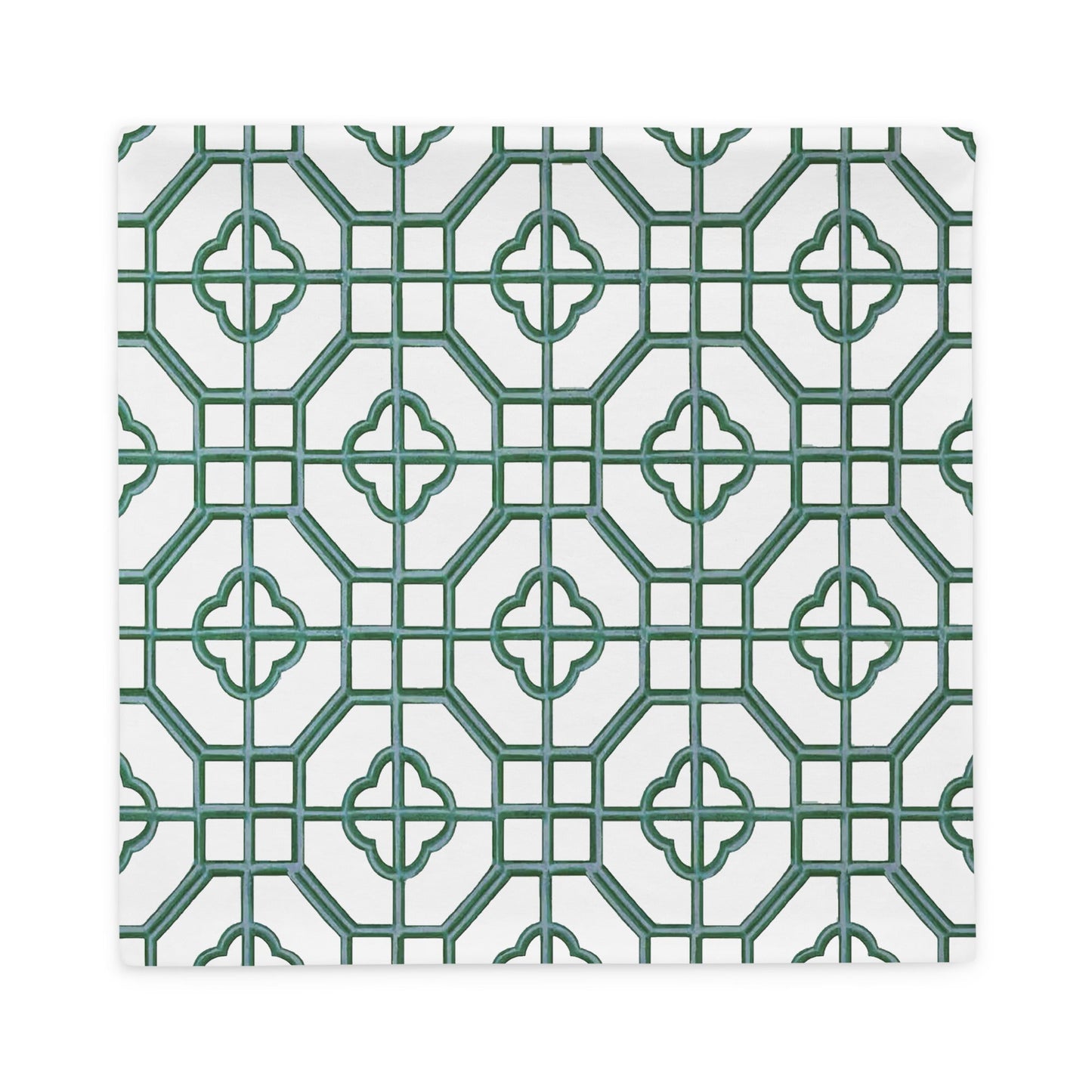Jade & Celadon Oriental Trellis throw cushion cover - rubberchicken.studio