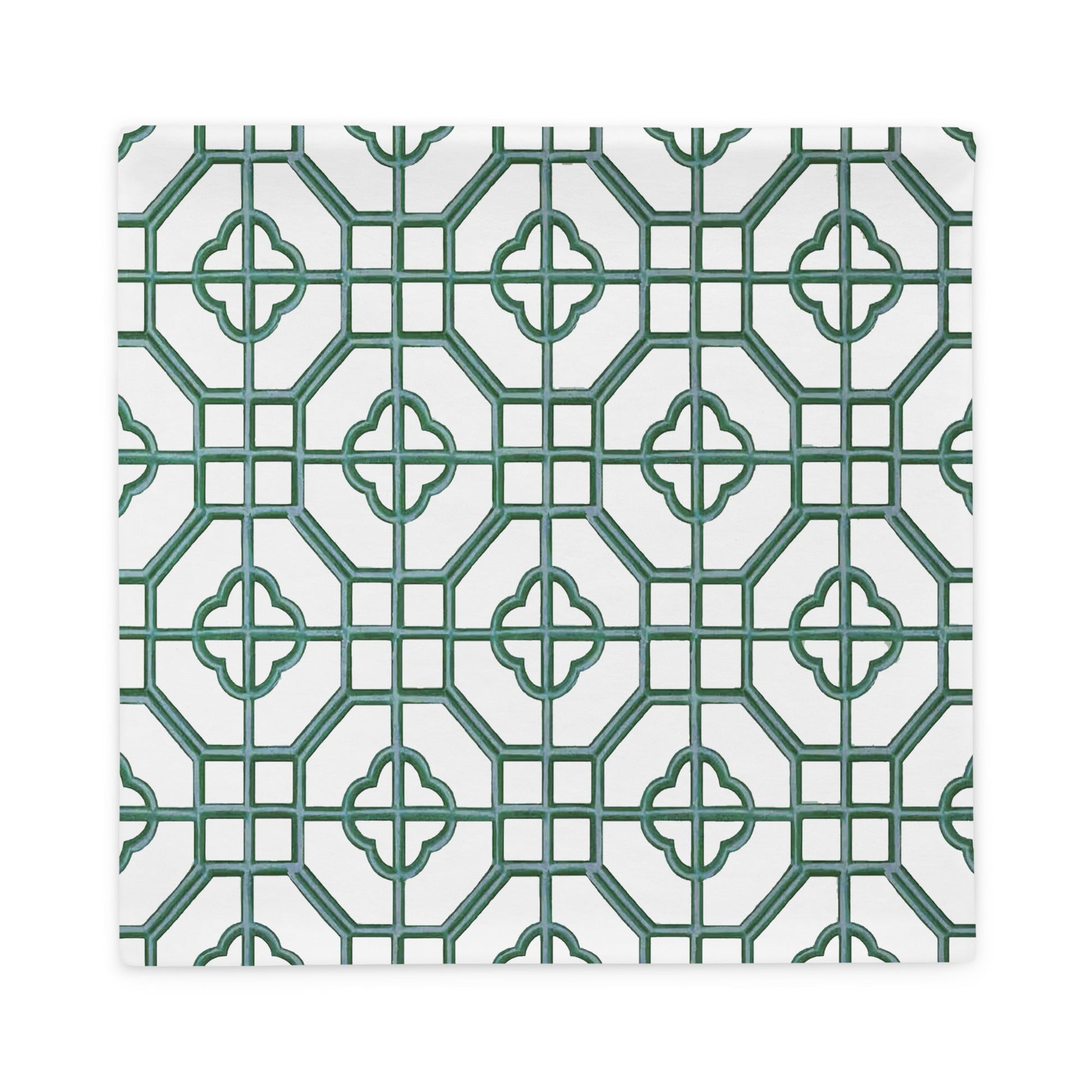 Jade & Celadon Oriental Trellis throw cushion cover - rubberchicken.studio