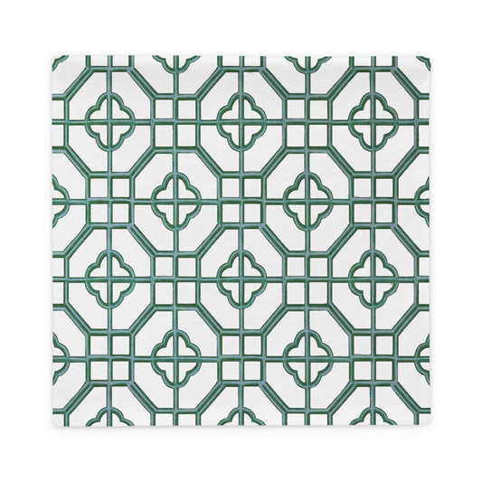 Jade & Celadon Oriental Trellis throw cushion cover - rubberchicken.studio