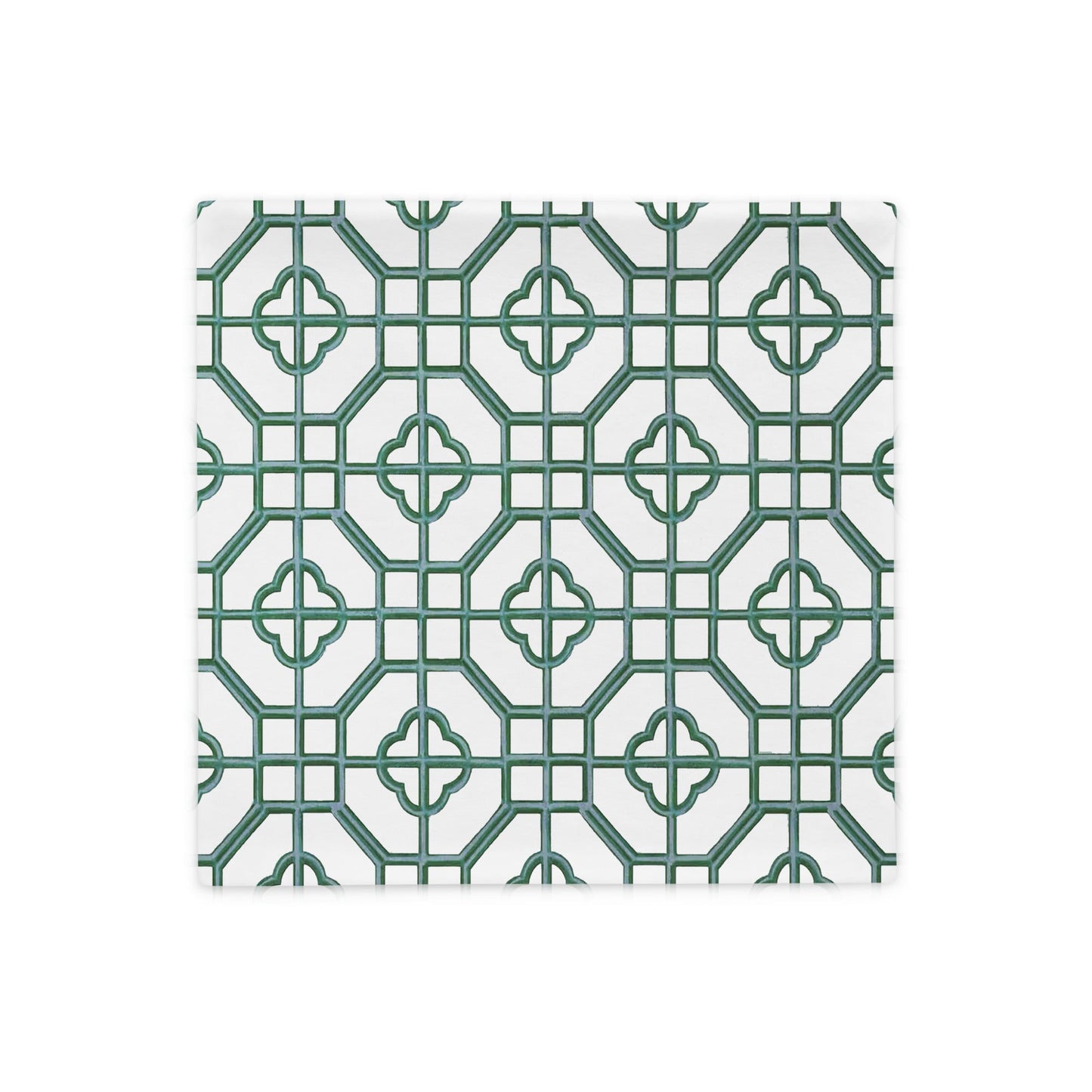 Jade & Celadon Oriental Trellis throw cushion cover - rubberchicken.studio
