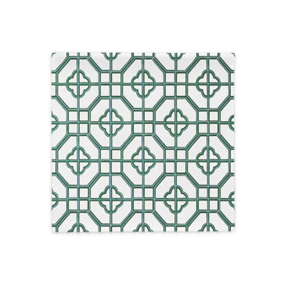Jade & Celadon Oriental Trellis throw cushion cover - rubberchicken.studio