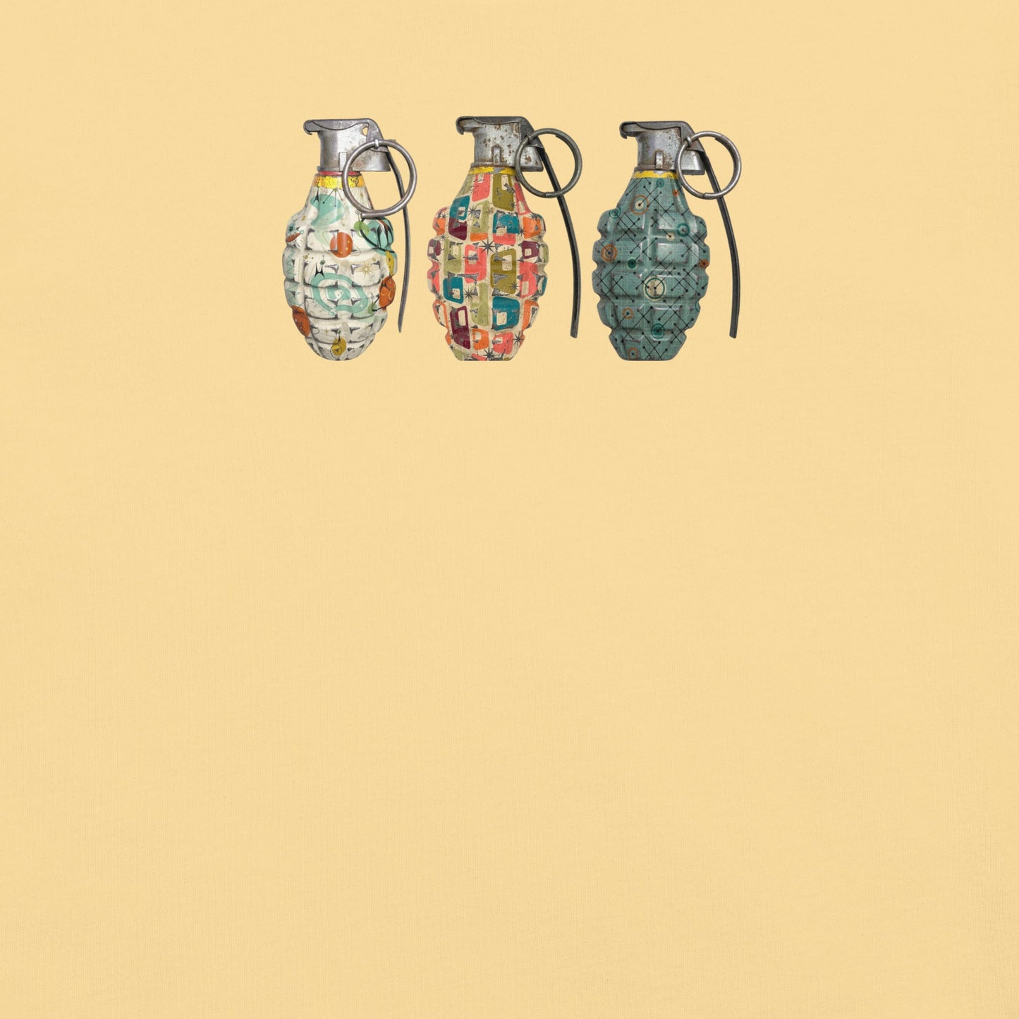 Mid-Century Grenades Trio T-Shirt - rubberchicken.studio
