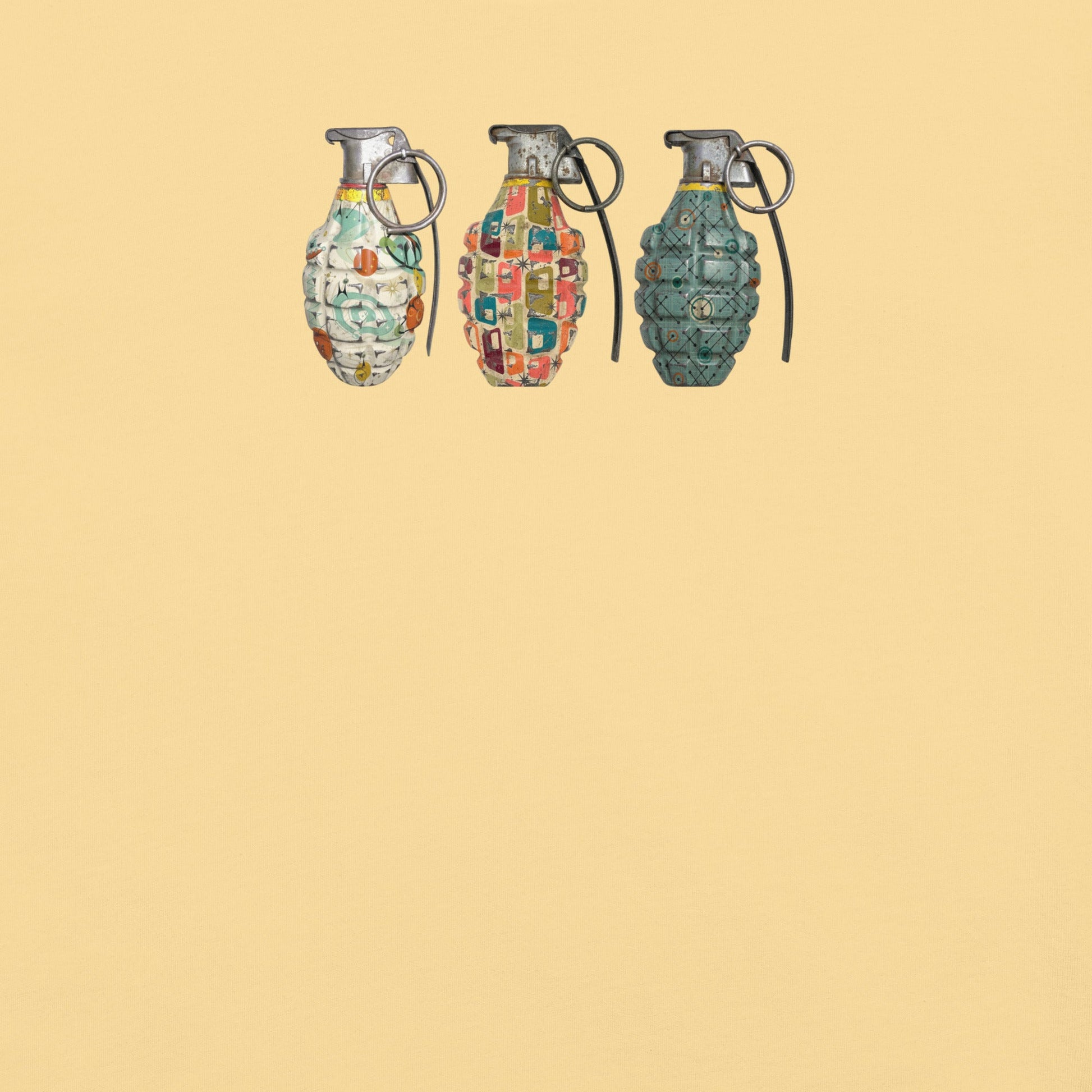 Mid-Century Grenades Trio T-Shirt - rubberchicken.studio