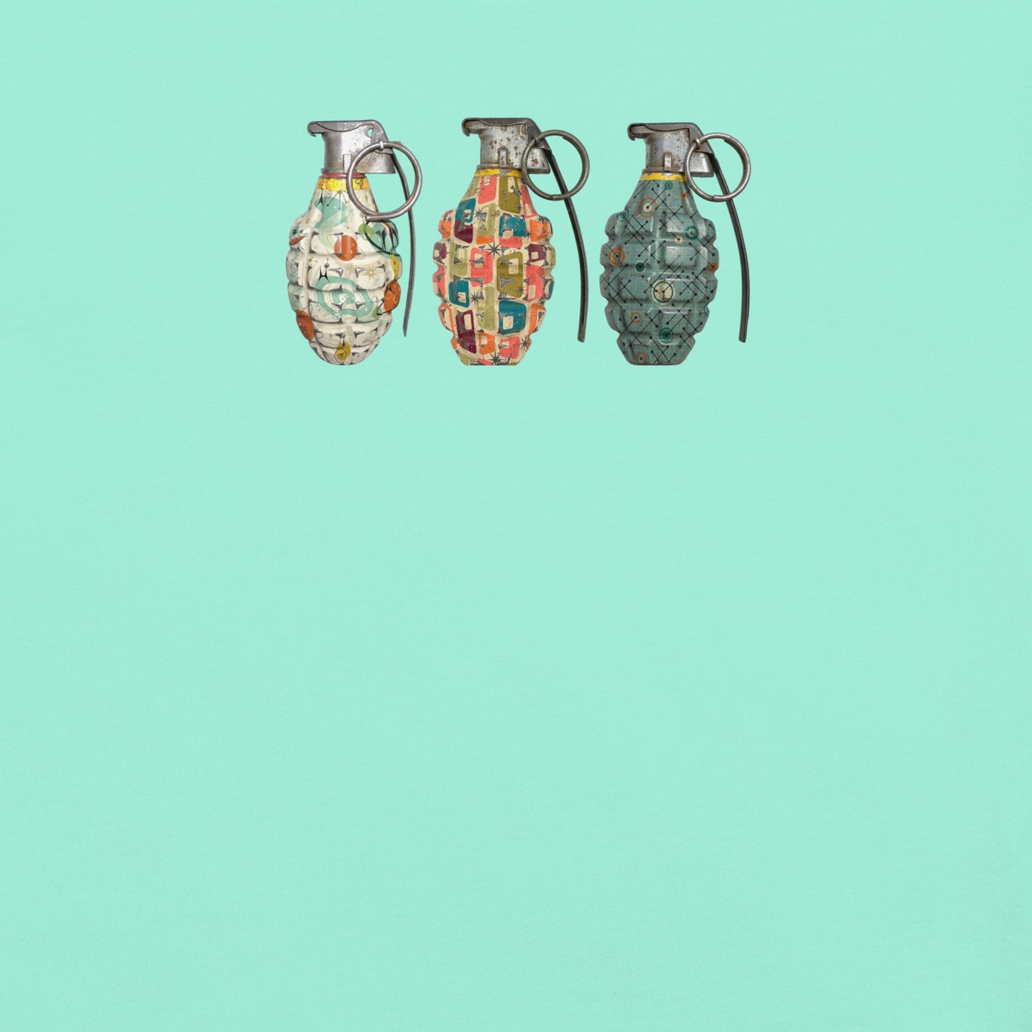 Mid-Century Grenades Trio T-Shirt - rubberchicken.studio