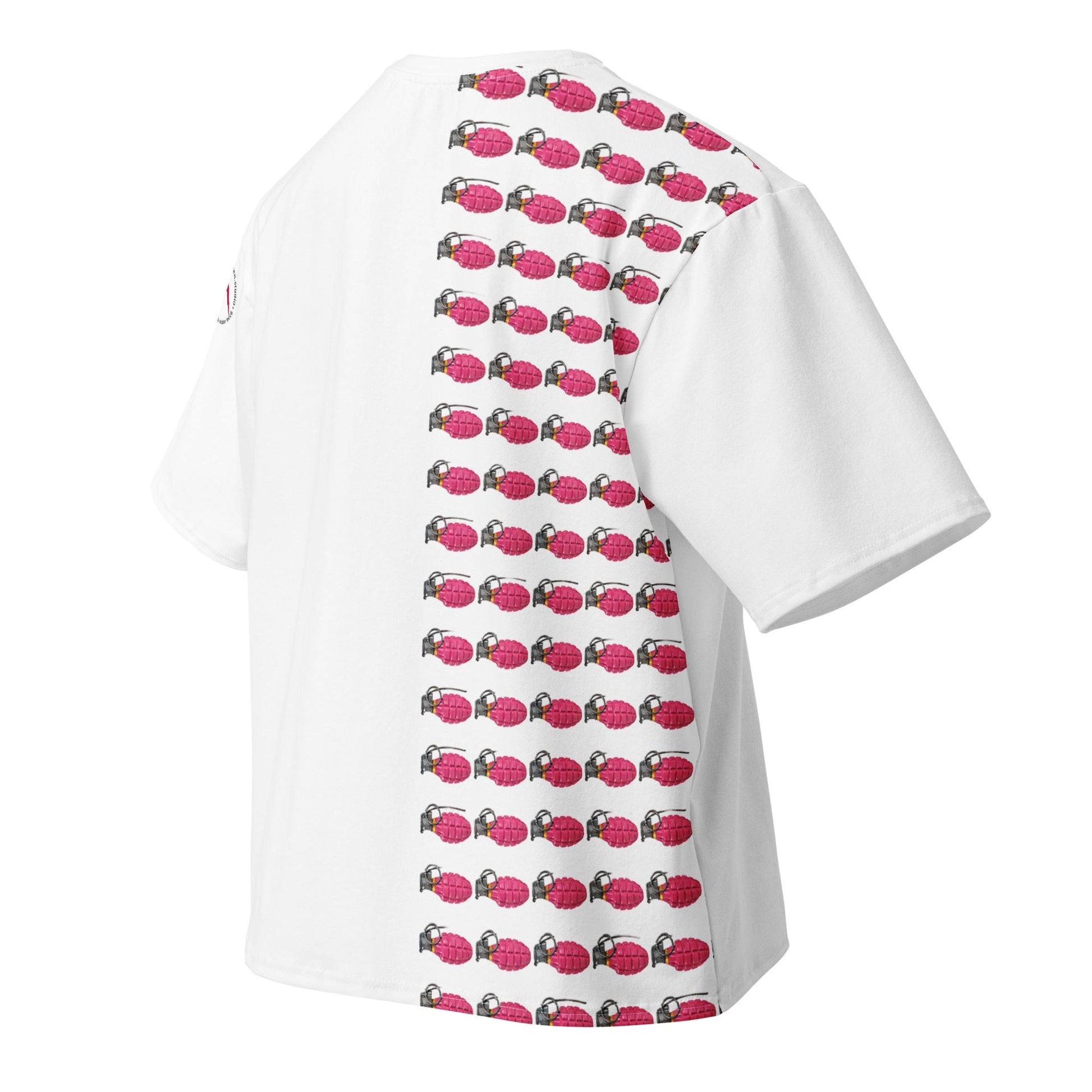 Oversized 50/50 Print Bubblegum Pink Grenades T-Shirt - rubberchicken.studio