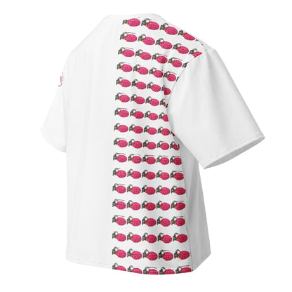 Oversized 50/50 Print Bubblegum Pink Grenades T-Shirt - rubberchicken.studio