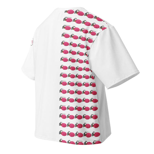 Oversized 50/50 Print Bubblegum Pink Grenades T-Shirt - rubberchicken.studio