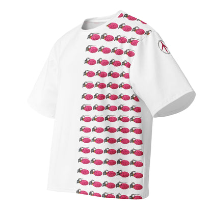 Oversized 50/50 Print Bubblegum Pink Grenades T-Shirt - rubberchicken.studio