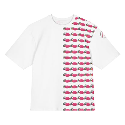 Oversized 50/50 Print Bubblegum Pink Grenades T-Shirt - rubberchicken.studio