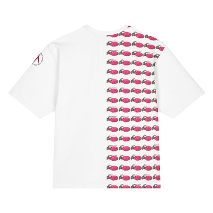 Oversized 50/50 Print Bubblegum Pink Grenades T-Shirt - rubberchicken.studio