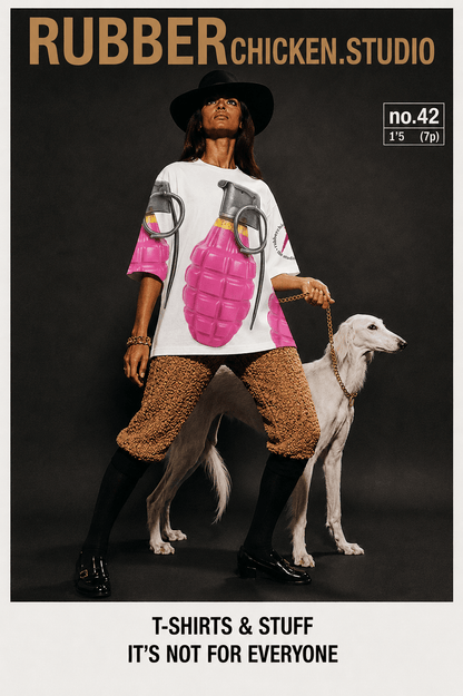 Oversized All-Over Print Bubblegum Pink Grenade T-Shirt - rubberchicken.studio