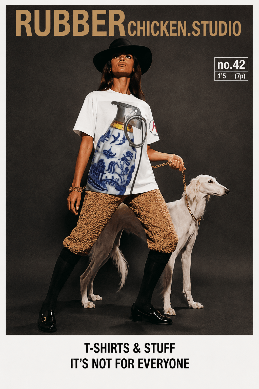 Oversized All-Over Print Willow Pattern Grenade T-Shirt - rubberchicken.studio