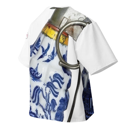 Oversized All-Over Print Willow Pattern Grenade T-Shirt - rubberchicken.studio
