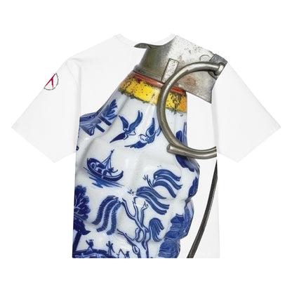 Oversized All-Over Print Willow Pattern Grenade T-Shirt - rubberchicken.studio