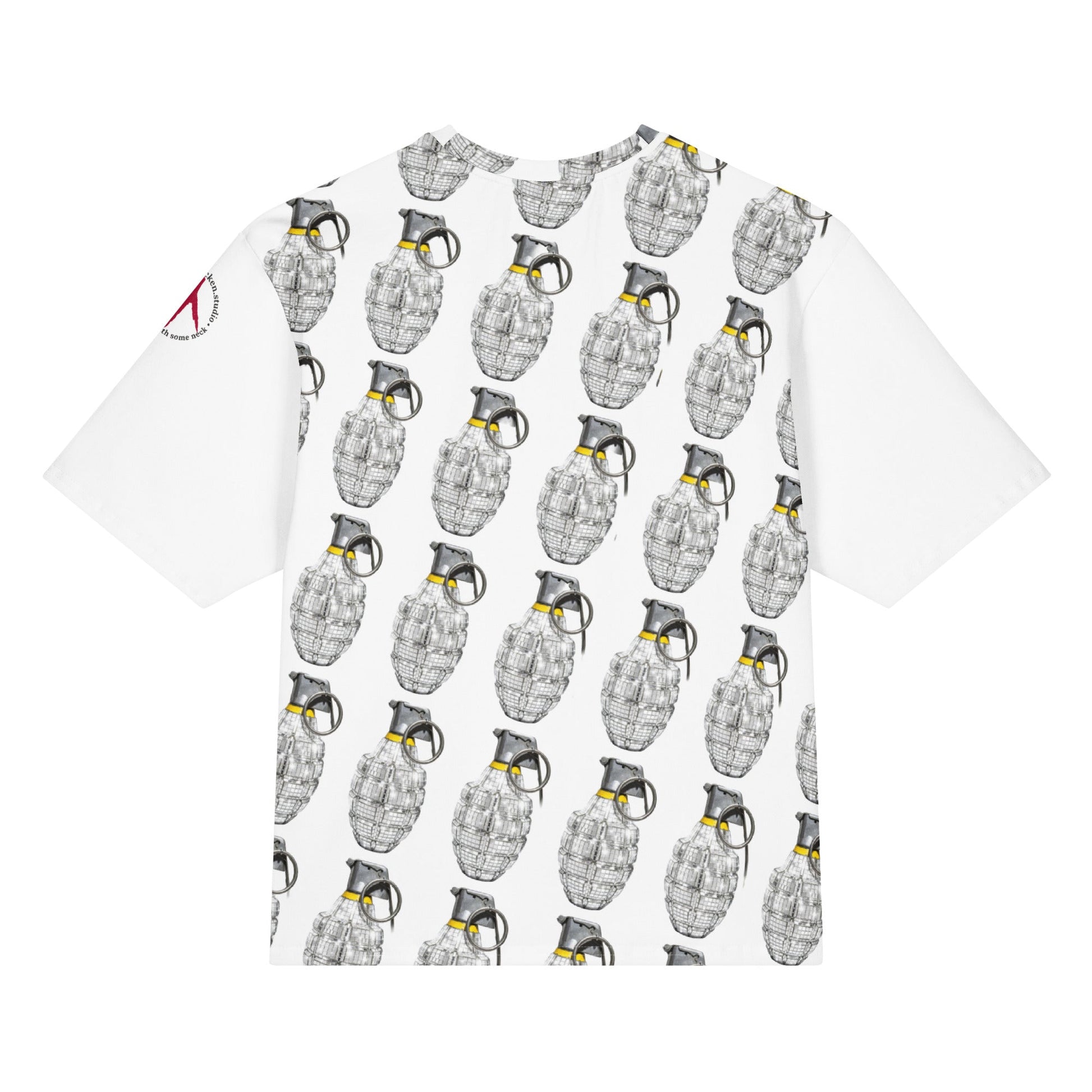 Oversized All-Over Print Willow Pattern Multi Grenade T-Shirt - rubberchicken.studio