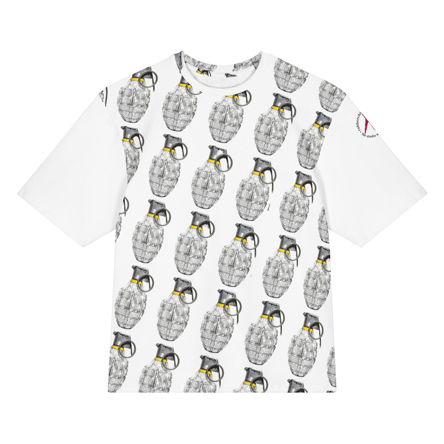 Oversized All-Over Print Willow Pattern Multi Grenade T-Shirt - rubberchicken.studio
