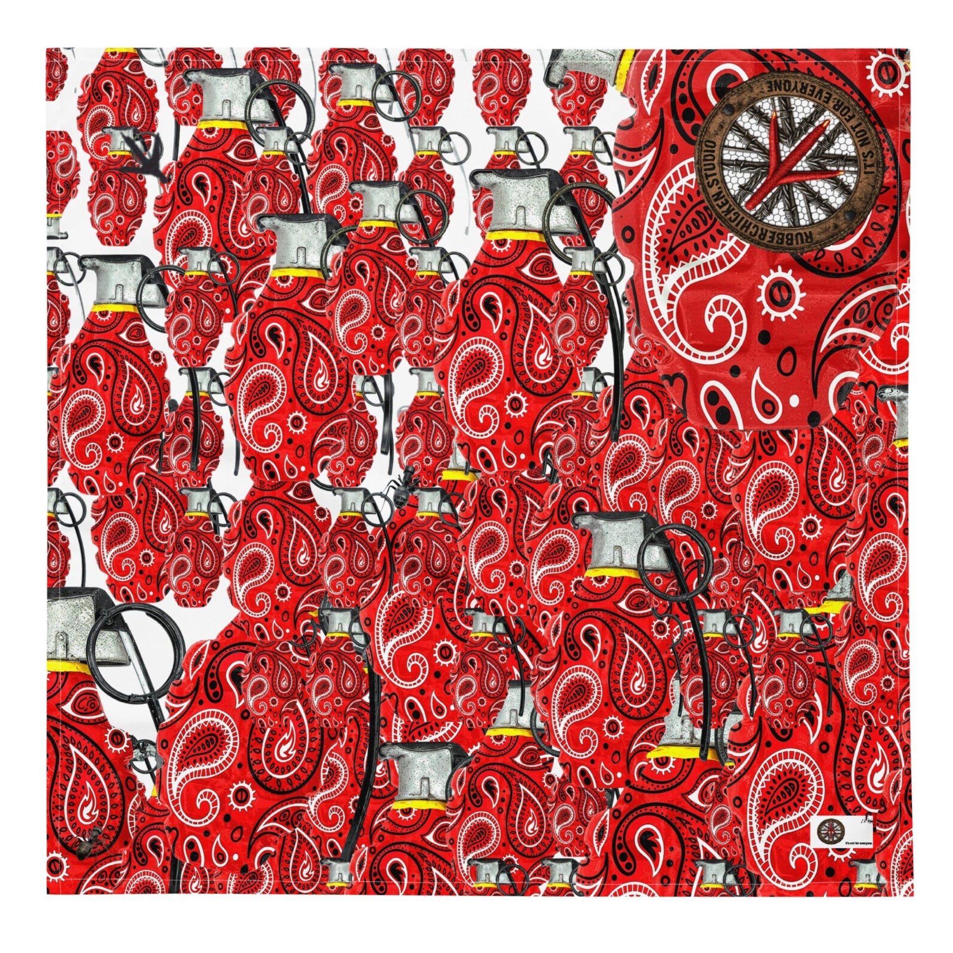 Paisley Grenades All-over print Bandana No.2 - rubberchicken.studio