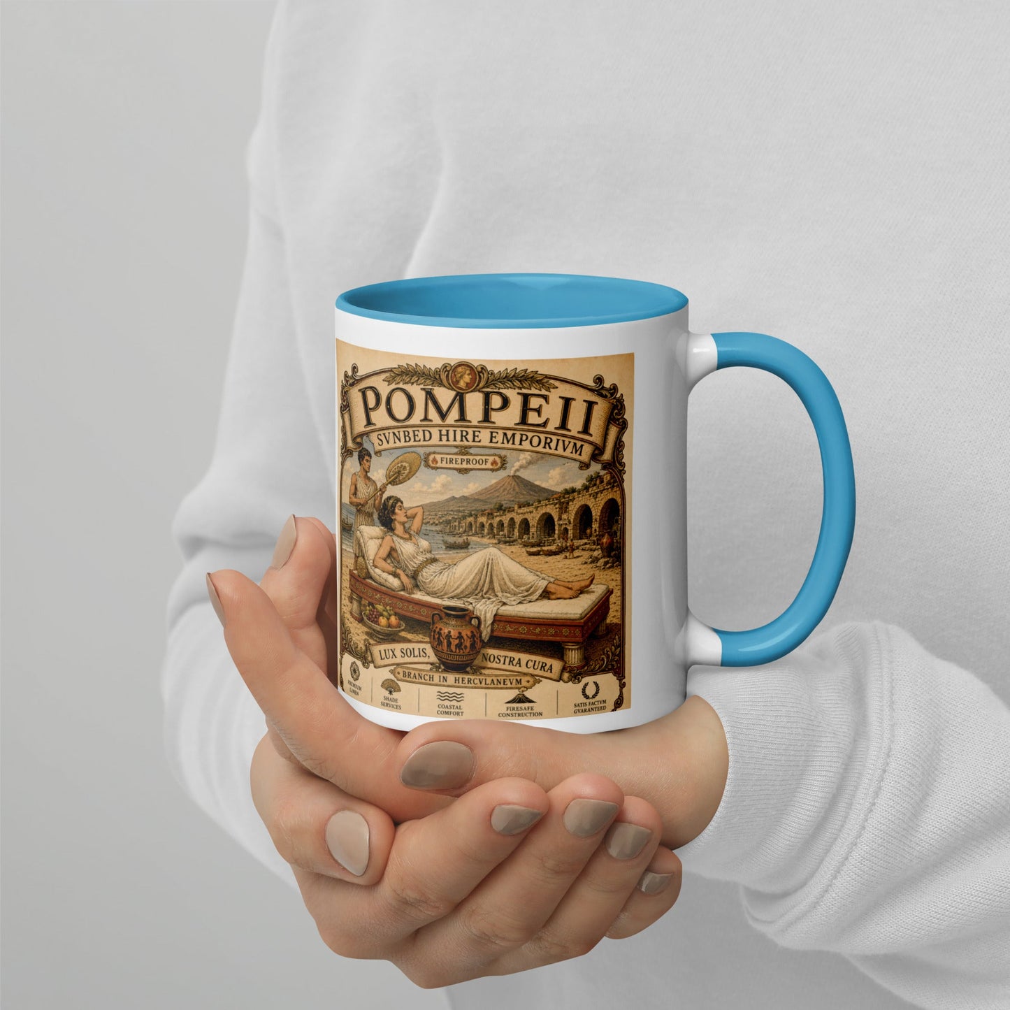 Pompeii Sunbeds Hire Mug by Toby - rubberchicken.studio