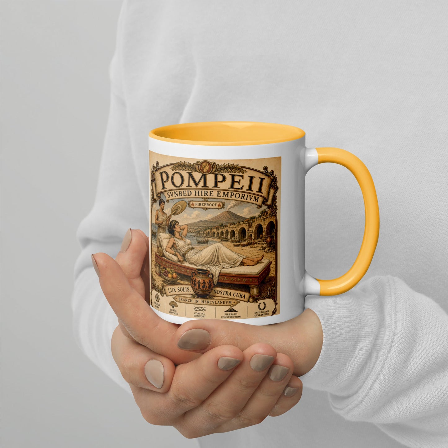 Pompeii Sunbeds Hire Mug by Toby - rubberchicken.studio