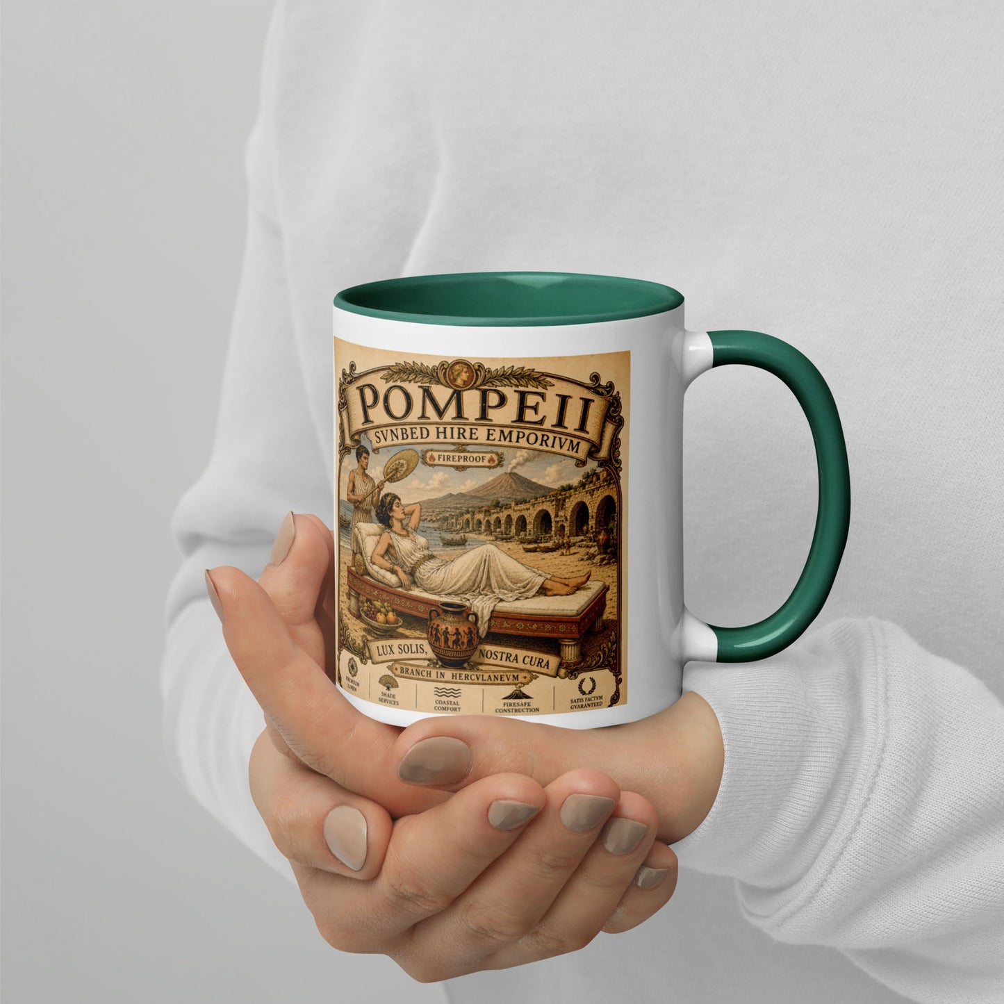 Pompeii Sunbeds Hire Mug by Toby - rubberchicken.studio