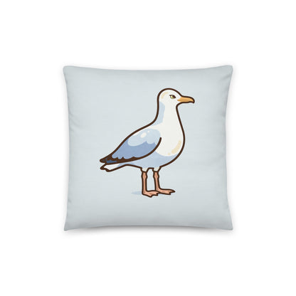 Trev the Seagull - cotton cushion cover - A seaside feathered felon. - rubberchicken.studio