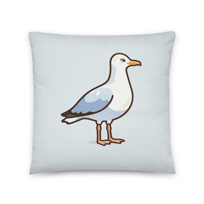 Trev the Seagull - cotton cushion cover - A seaside feathered felon. - rubberchicken.studio