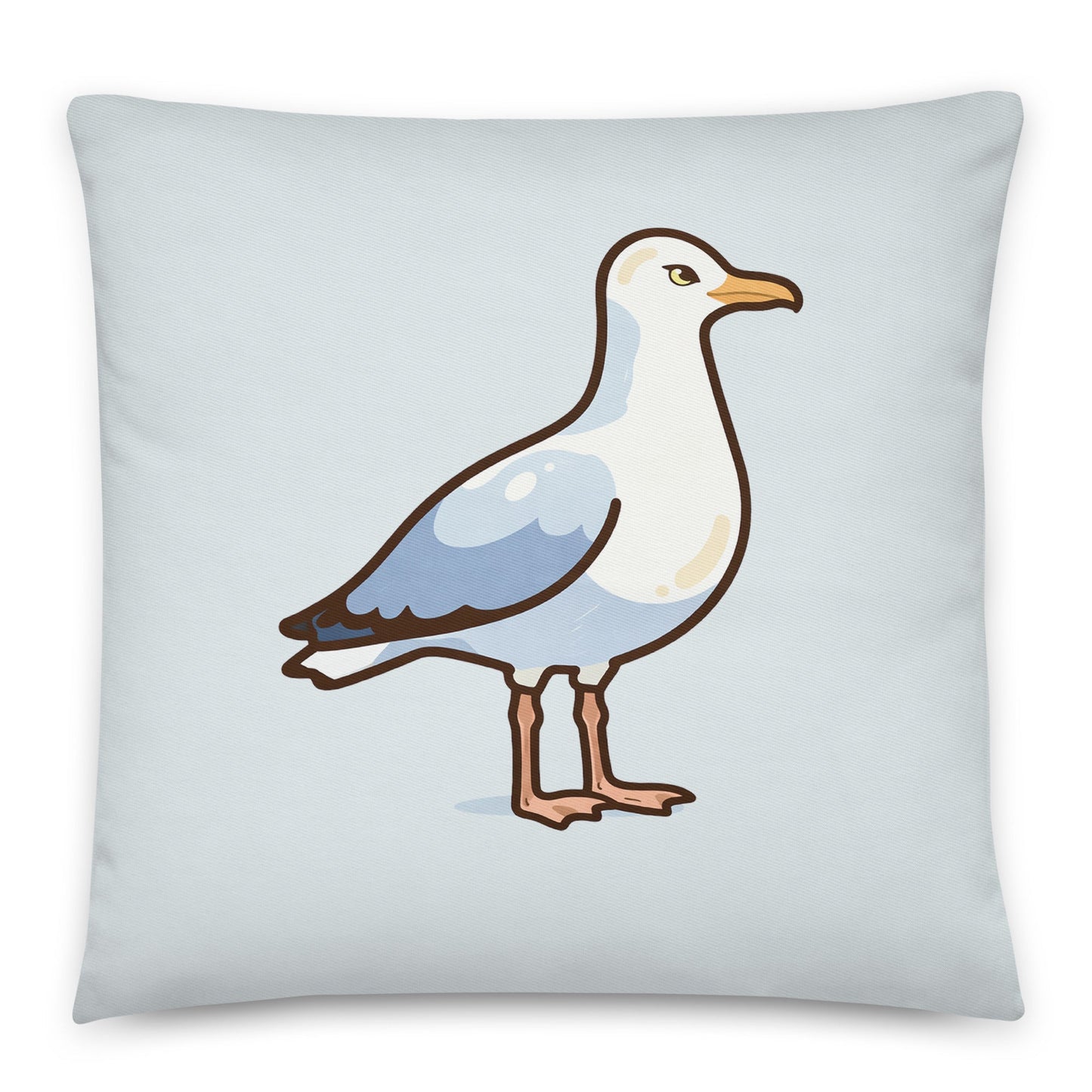 Trev the Seagull - cotton cushion cover - A seaside feathered felon. - rubberchicken.studio