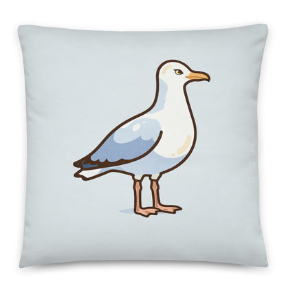 Trev the Seagull - cotton cushion cover - A seaside feathered felon. - rubberchicken.studio