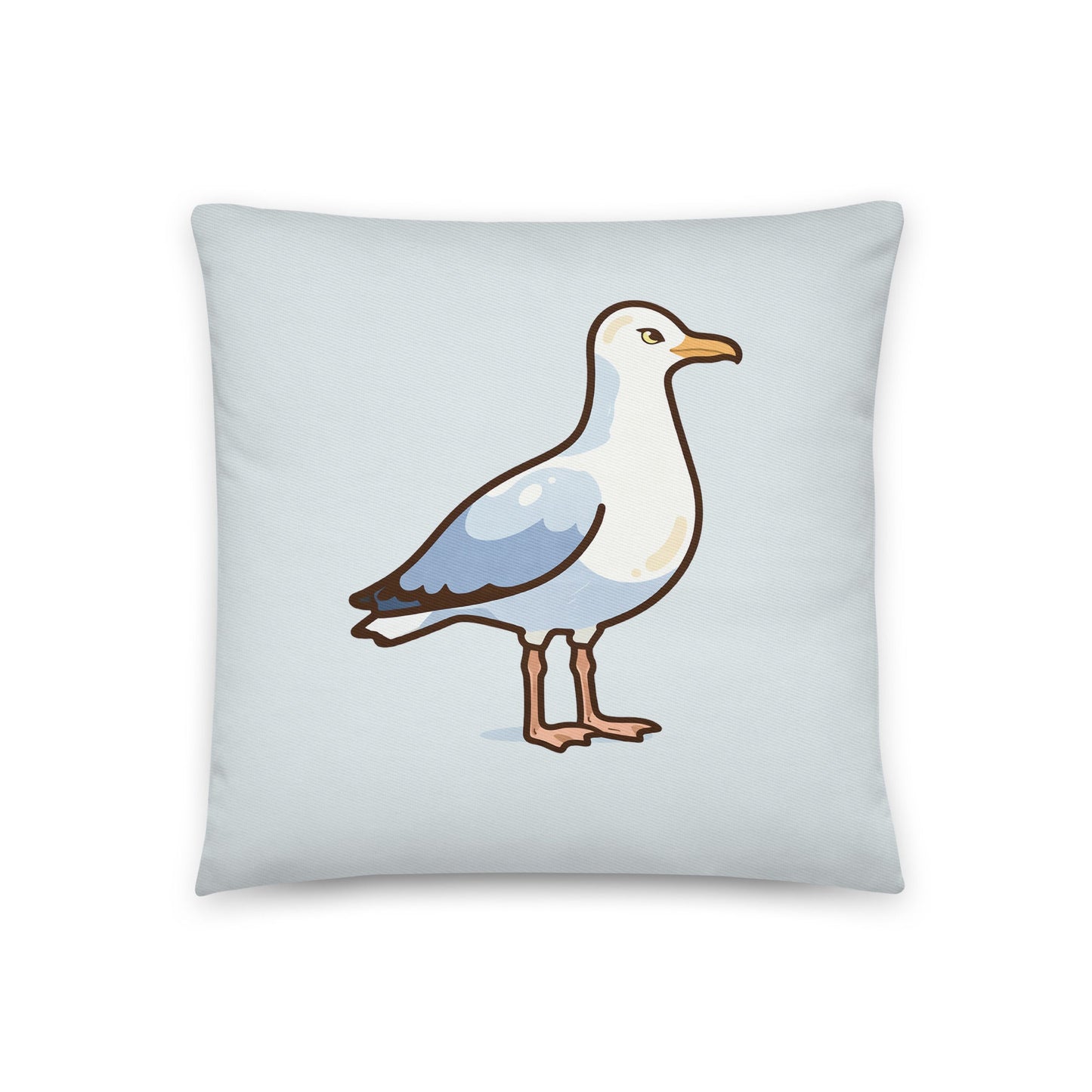 Trev the Seagull - cotton cushion cover - A seaside feathered felon. - rubberchicken.studio