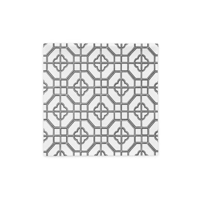 Verdigris & Monotone Oriental Trellis throw cushion cover - rubberchicken.studio