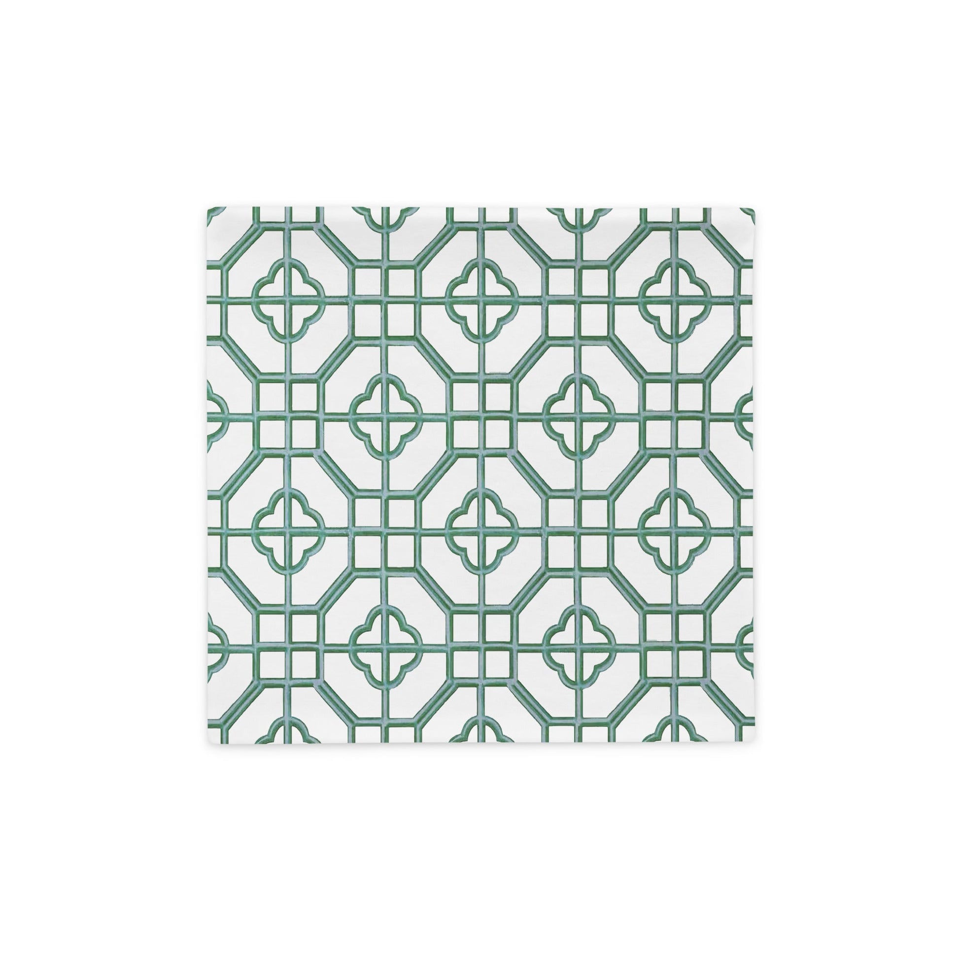 Verdigris & Monotone Oriental Trellis throw cushion cover - rubberchicken.studio
