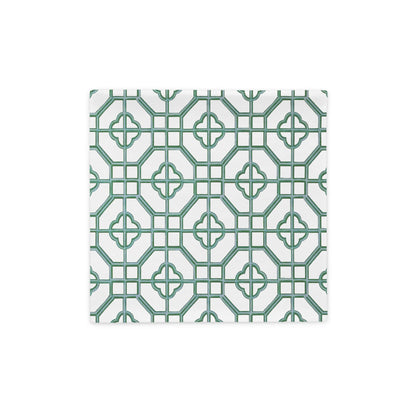 Verdigris & Monotone Oriental Trellis throw cushion cover - rubberchicken.studio