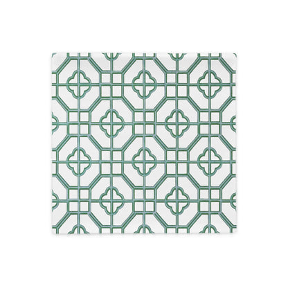 Verdigris & Monotone Oriental Trellis throw cushion cover - rubberchicken.studio