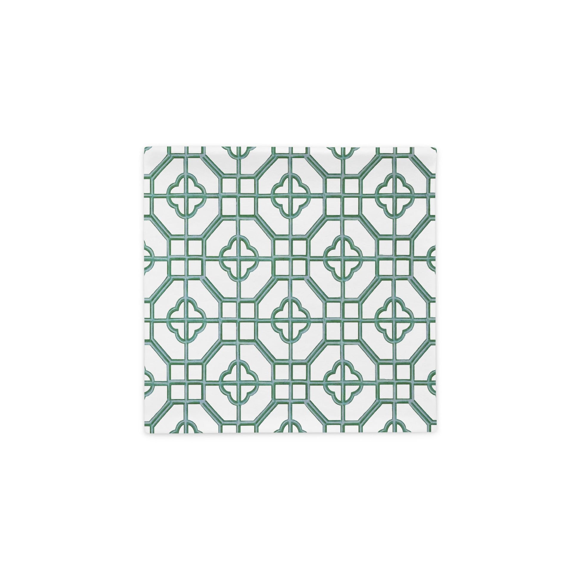 Verdigris & Monotone Oriental Trellis throw cushion cover - rubberchicken.studio