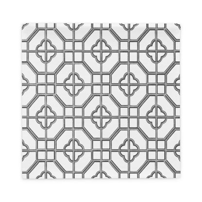 Verdigris & Monotone Oriental Trellis throw cushion cover - rubberchicken.studio