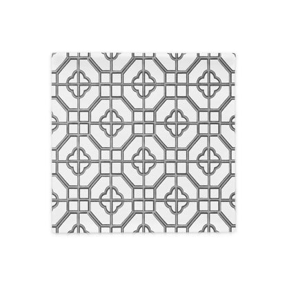 Verdigris & Monotone Oriental Trellis throw cushion cover - rubberchicken.studio
