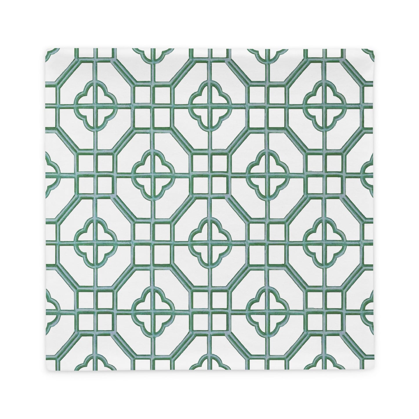 Verdigris & Monotone Oriental Trellis throw cushion cover - rubberchicken.studio