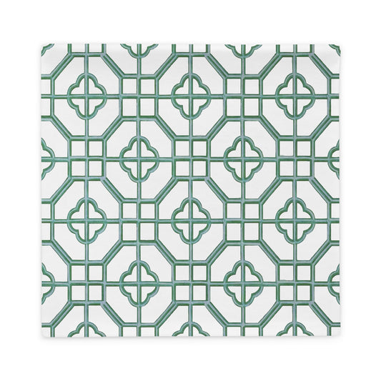 Verdigris & Monotone Oriental Trellis throw cushion cover - rubberchicken.studio