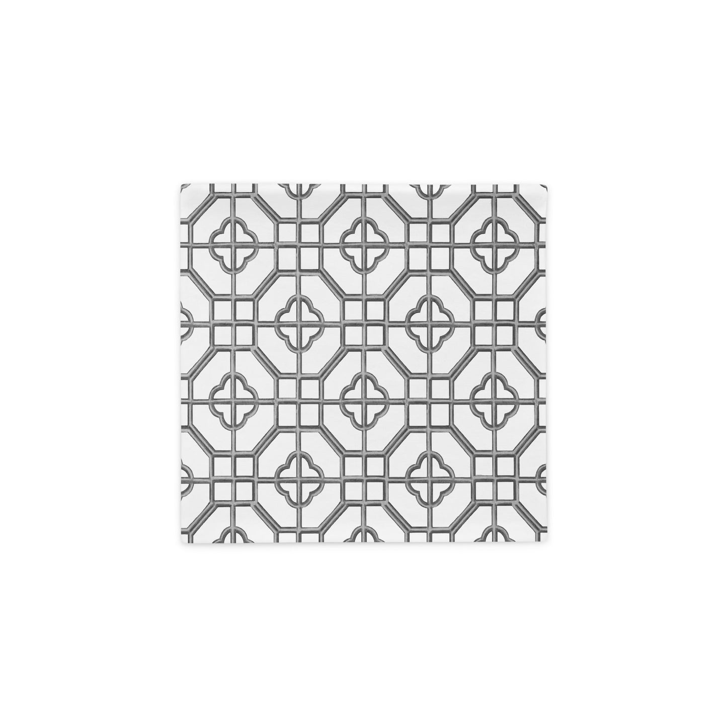 Verdigris & Monotone Oriental Trellis throw cushion cover - rubberchicken.studio