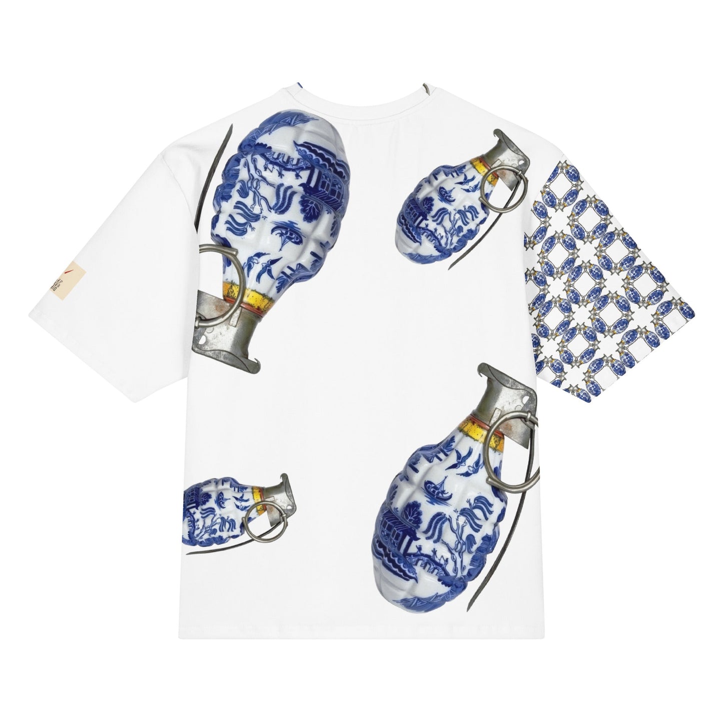 Willow Pattern Grenades Oversized Cotton T-Shirt. - rubberchicken.studio