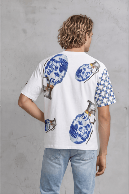 Willow Pattern Grenades Oversized Cotton T-Shirt. - rubberchicken.studio